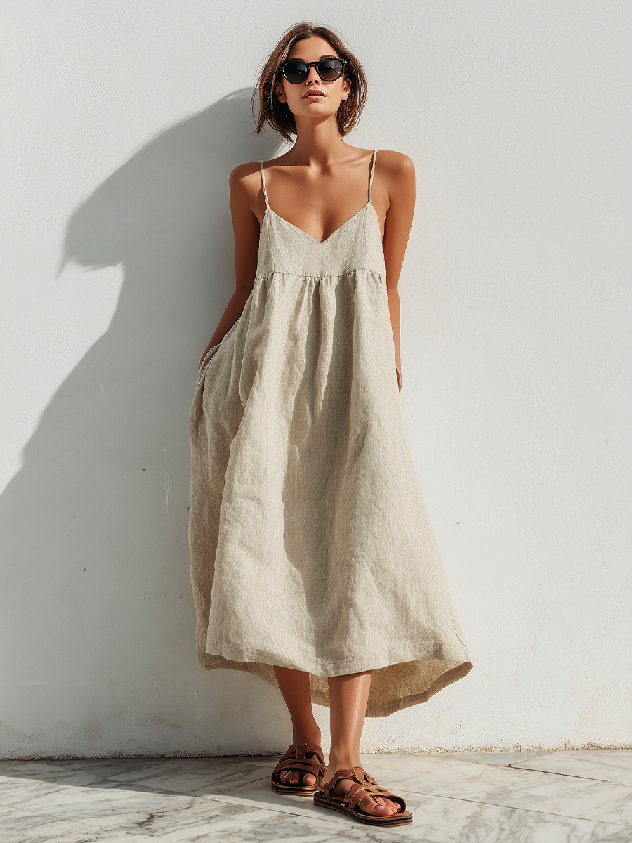Lightweight Long Dresses with Loose Cut and Asymmetrical Hem for Women, Casual Elegant Contemporary Style MDZ1369D3LYL