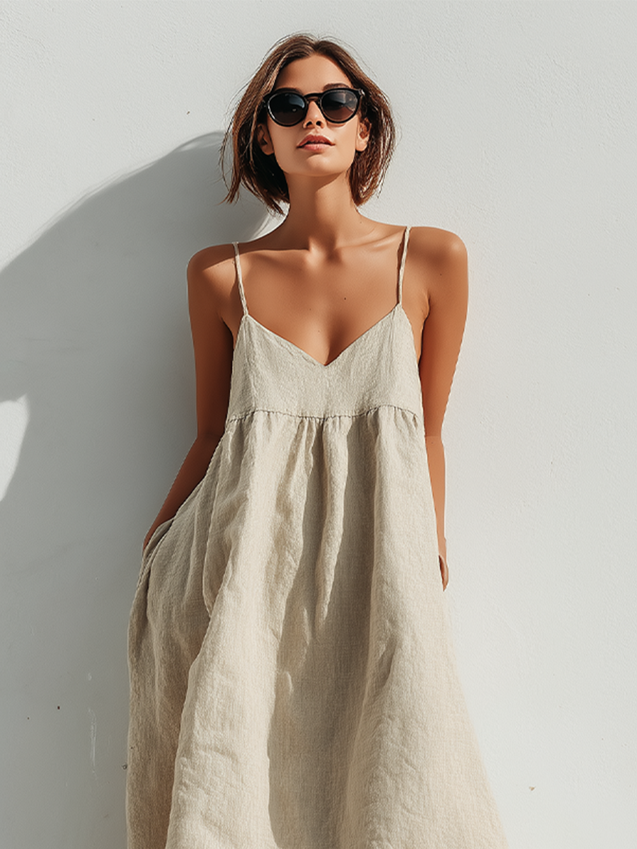 Lightweight Long Dresses with Loose Cut and Asymmetrical Hem for Women, Casual Elegant Contemporary Style MDZ1369D3LYL