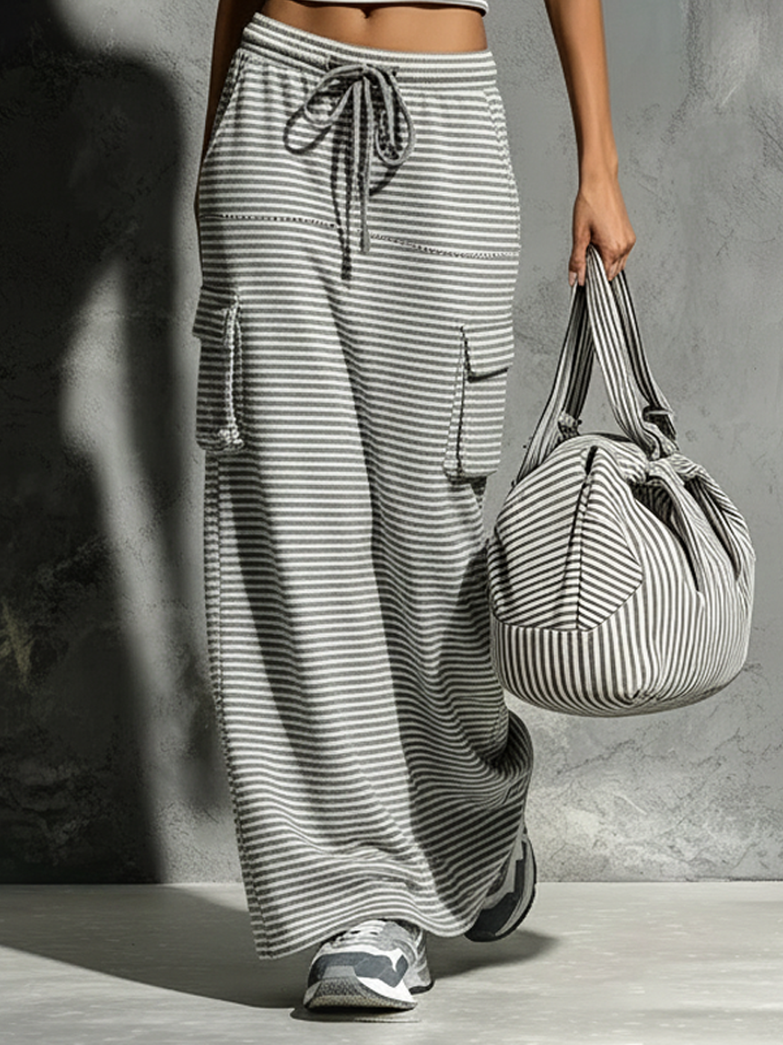 Tank Top Set with Stripes and Straight Mini with Drawstring for Women MDZ3046D0Y
