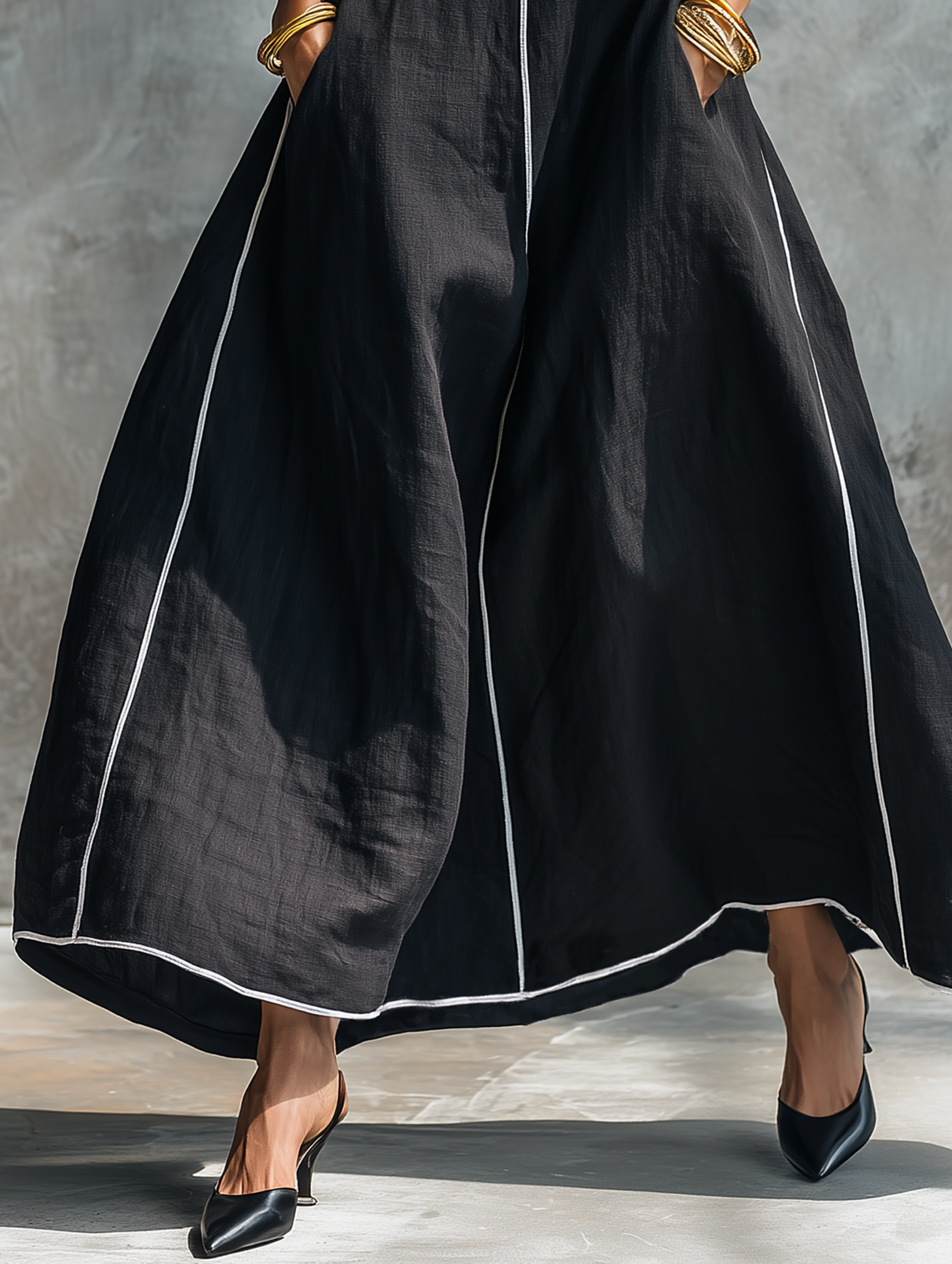 Minimalist Style Maxi Dresses for Women in Linen Fabric with Contrast Finish, Round Neckline and Sleeveless Design MDZ1516E0Y