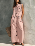 Lightweight Pink Maxi Dress Without Sleeves for Women MDZ2631F2LXY
