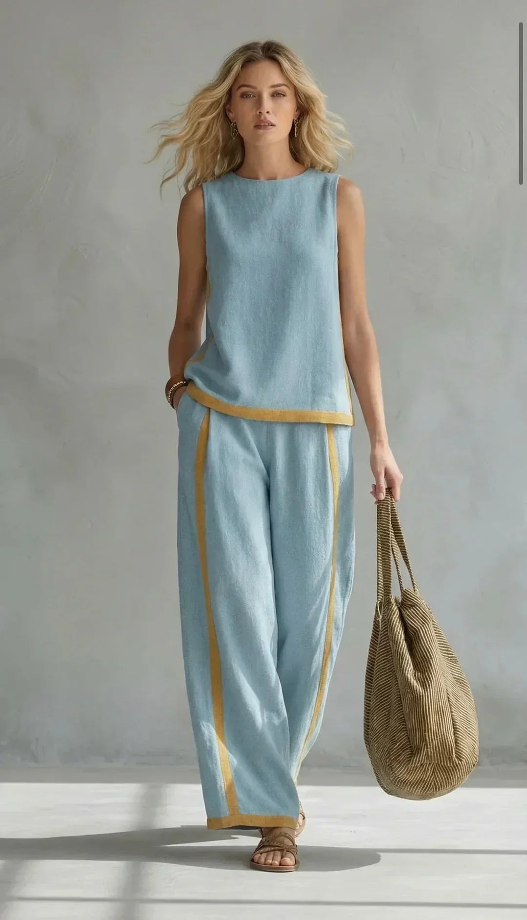 Ursula - Elegant and Casual Set of Jacket and Pants with Two-Tone Finishes