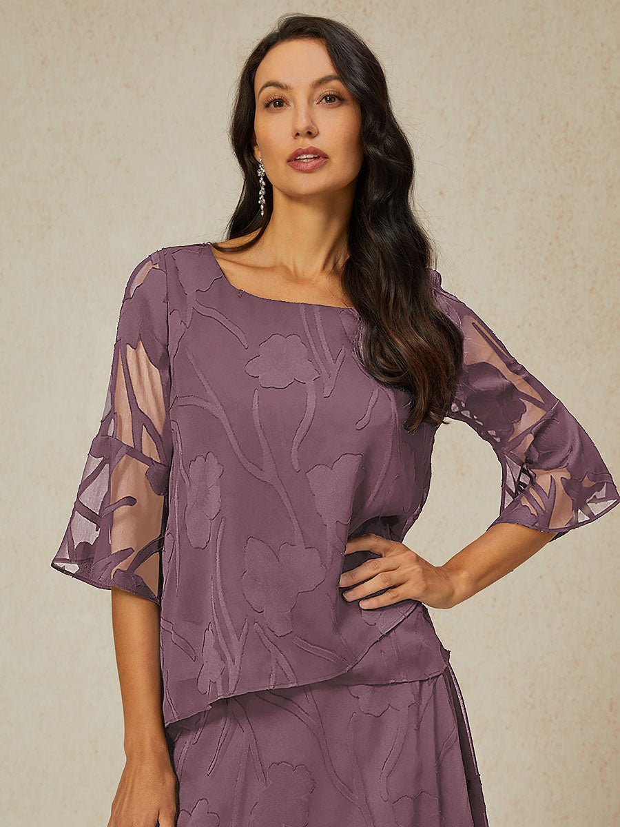 Elegant chiffon blouse with asymmetrical hem