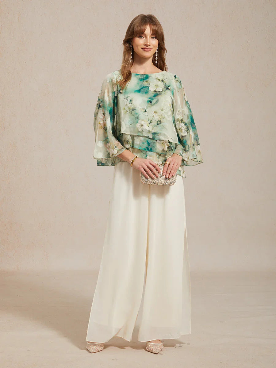 Straight Pants with Chiffon Layer