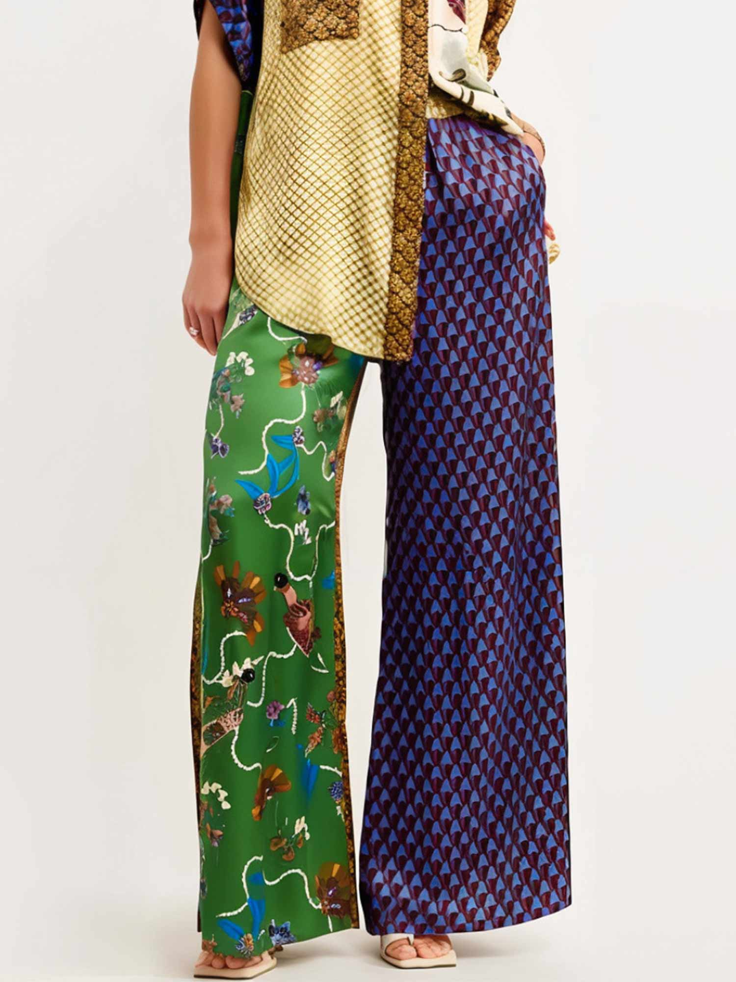 Contrast Wide Cargo Pants