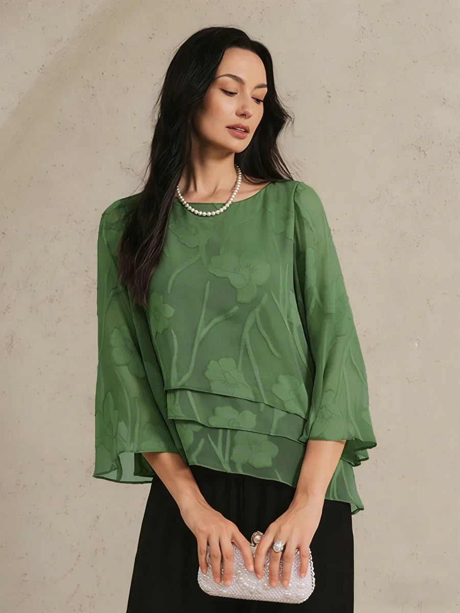 Silk Layered Blouse with Flowers