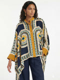 Large Button-Up Shirt with Geometric Print