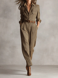 Women's Bodysuit in Brown - Tweed with Subtle Texture (Without Belt) MDA0167I2I