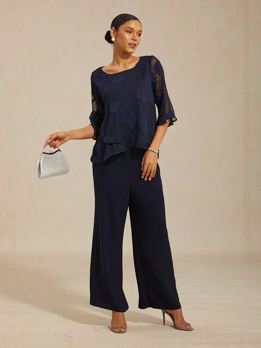 Elegant chiffon blouse with asymmetrical hem