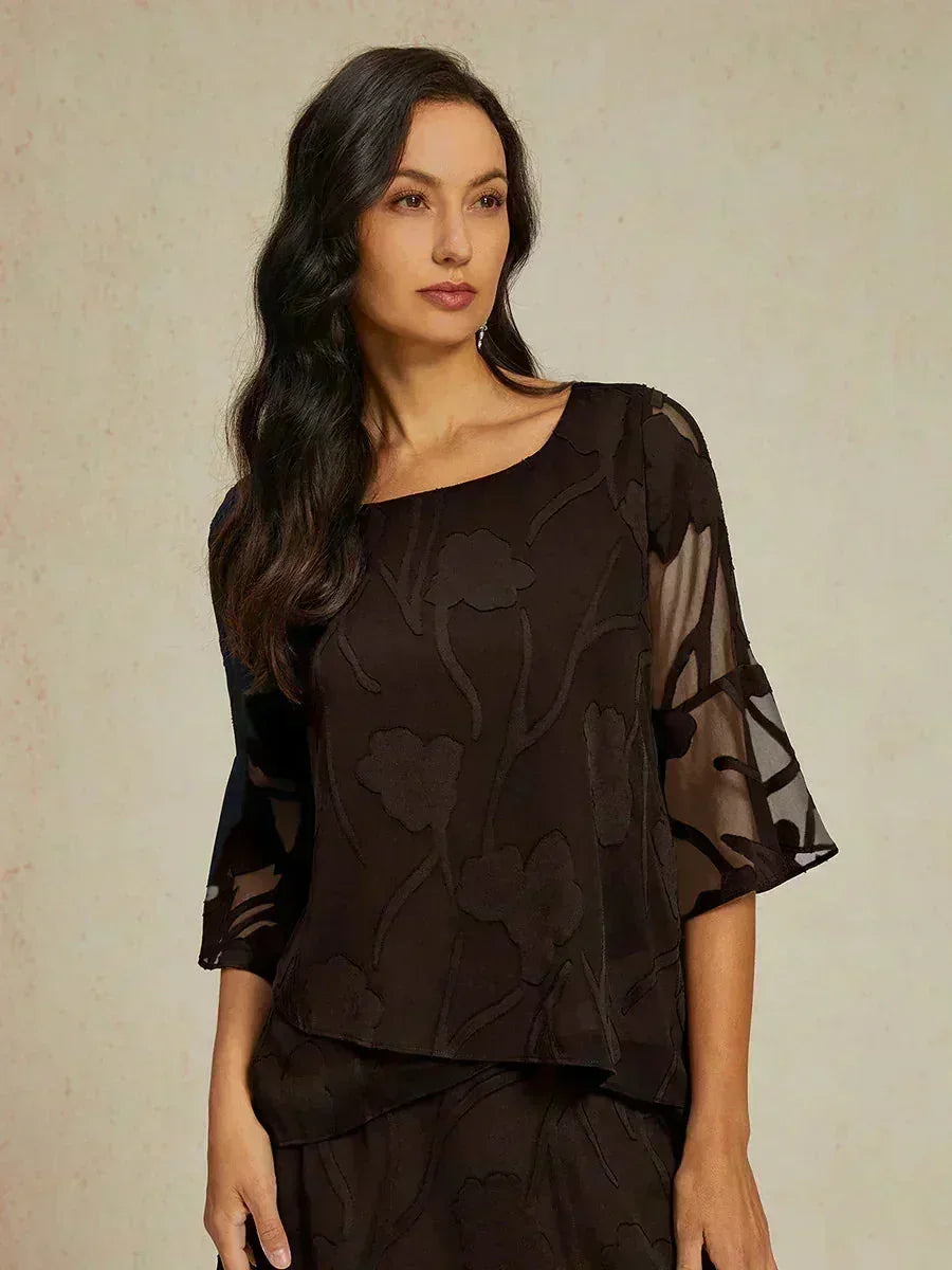 Elegant chiffon blouse with asymmetrical hem