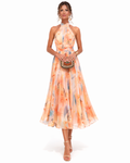 Aurora | Dress with Halter Neckline and Watercolor Print