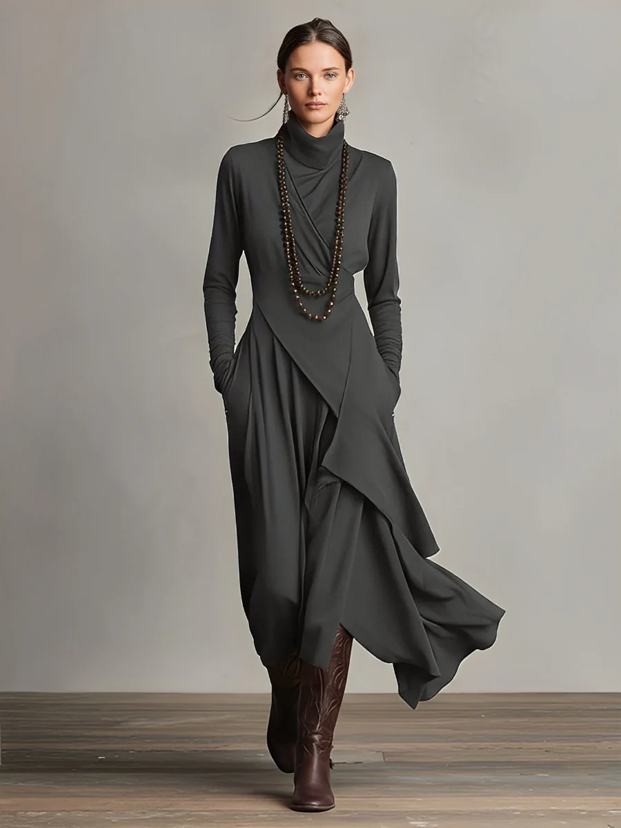 Asymmetrical Maxi Dress for Women in Purple