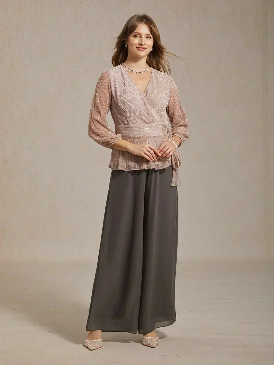Straight Pants with Chiffon Layer