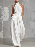 Elegant Summer Dress for Women in White, with Sleeveless Halter Neck MDZ0554A3AN