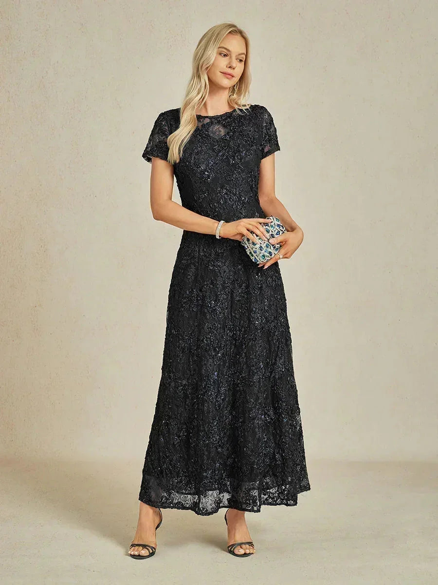 A-Line Lace Dresses with Sequin Embellishments