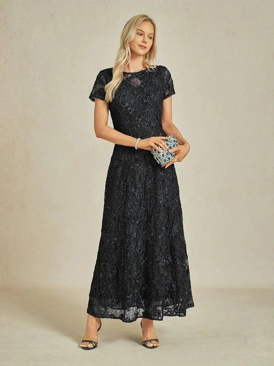 A-Line Lace Dresses with Sequin Embellishments