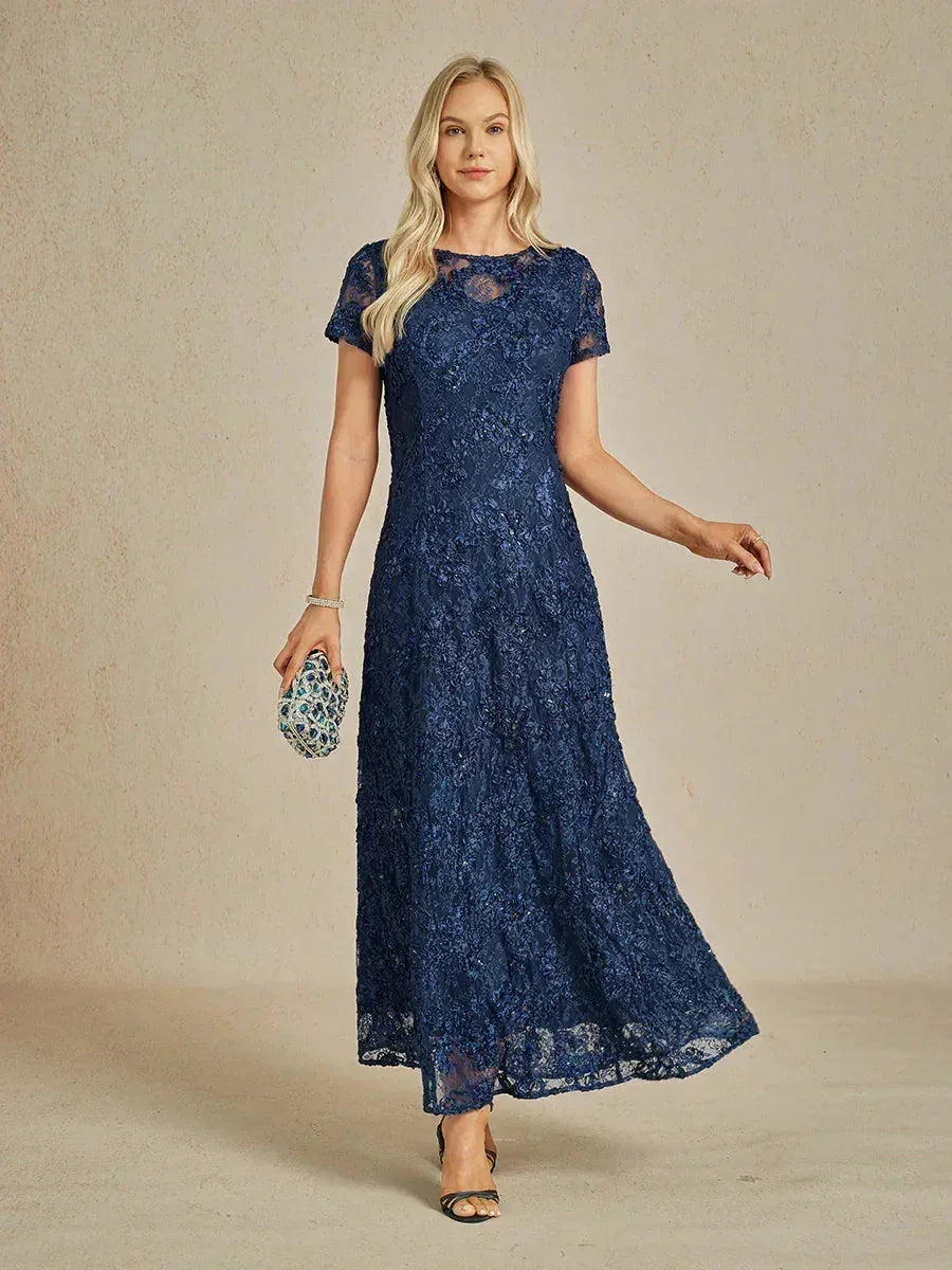 A-Line Lace Dresses with Sequin Embellishments