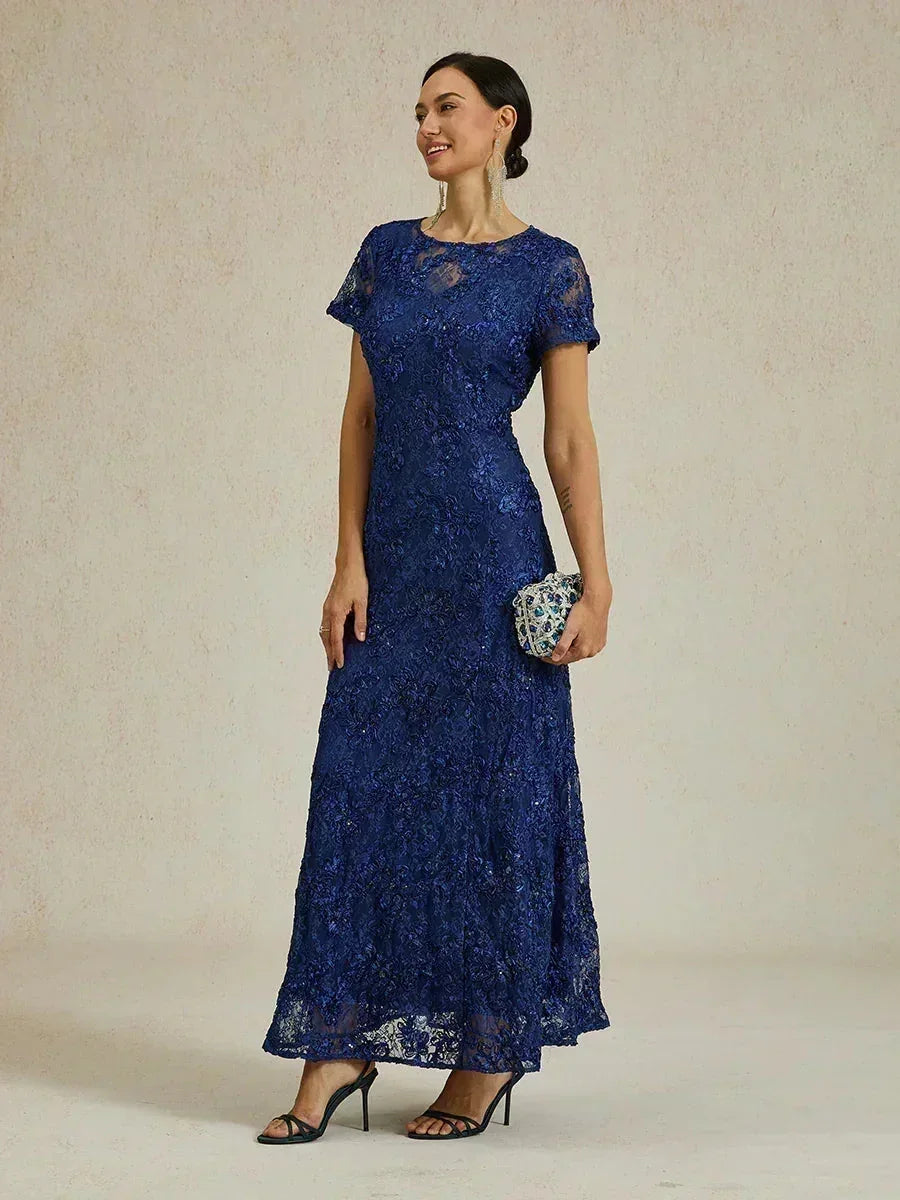 A-Line Lace Dresses with Sequin Embellishments