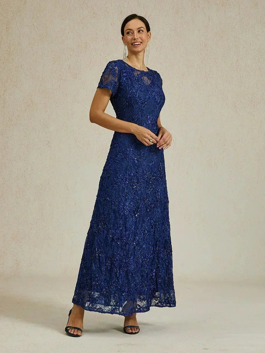A-Line Lace Dresses with Sequin Embellishments