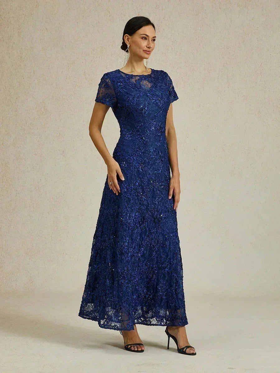 A-Line Lace Dresses with Sequin Embellishments