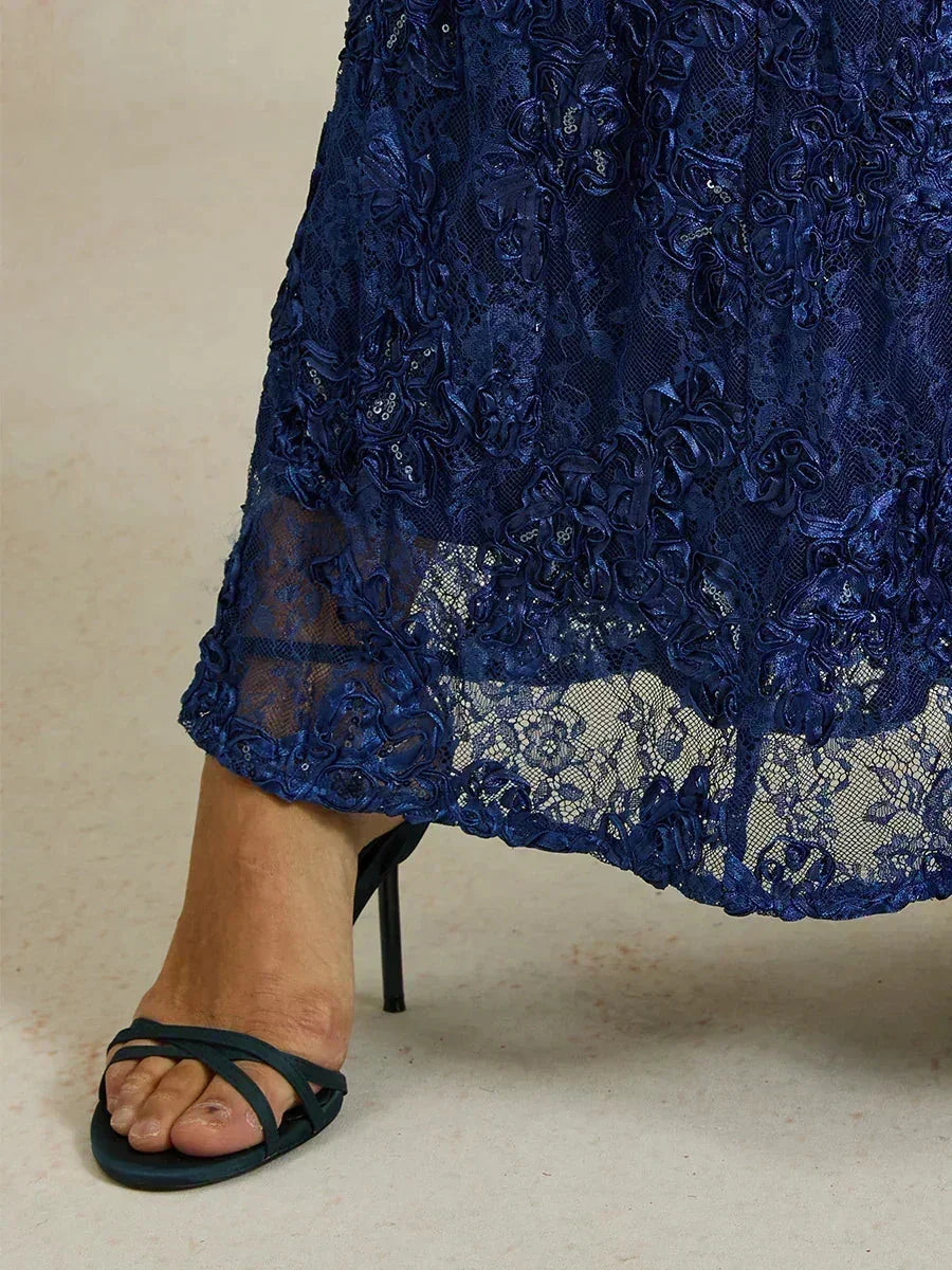 A-Line Lace Dresses with Sequin Embellishments