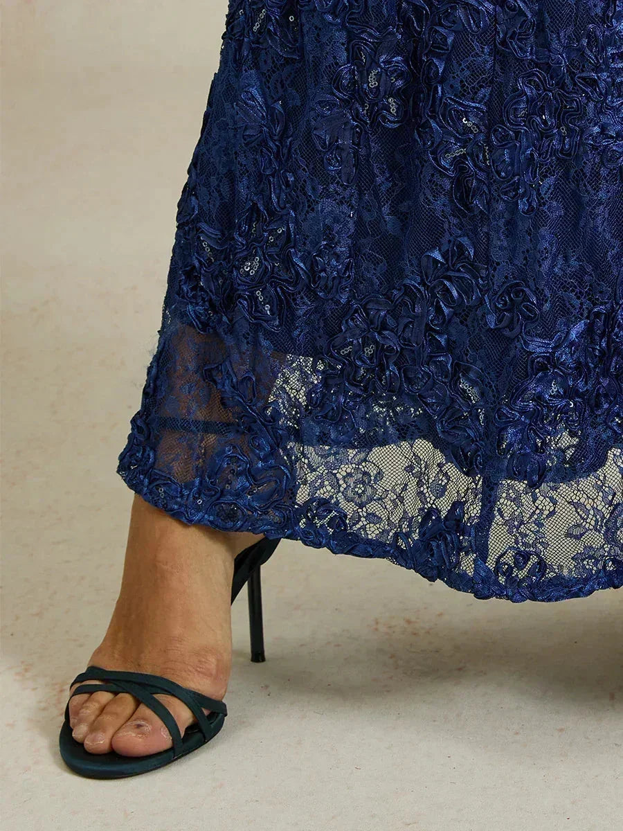 A-Line Lace Dresses with Sequin Embellishments