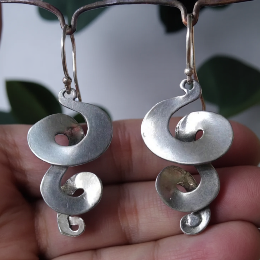 Vintage Twisted Silver Earrings