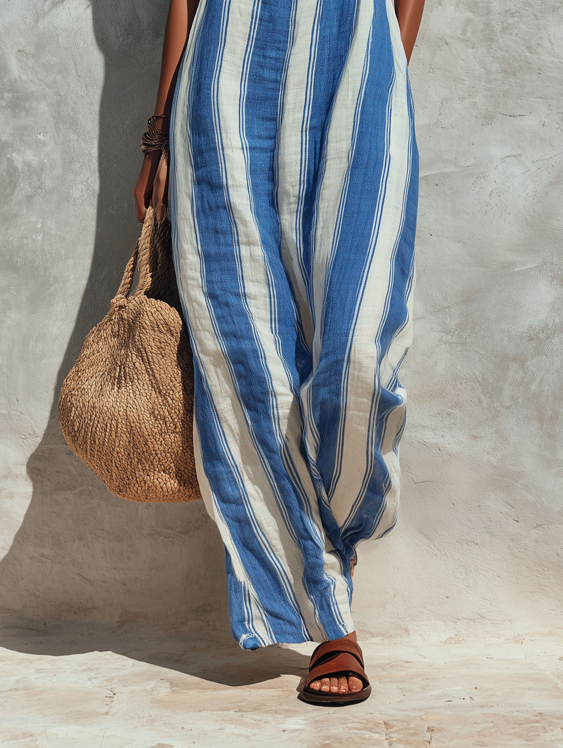 Knitted Jumpsuit with Straps for Women in Vacation Style MDZ1085B0Y