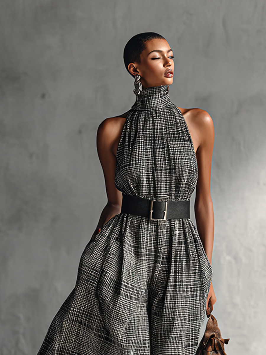 Sleeveless Maxi Dresses with High and Stylish Collar for Women MDA1002G2Y