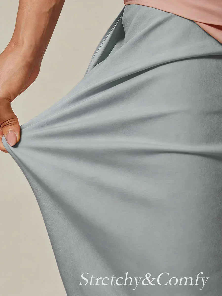 Straight Short Pants with Chiffon Layer