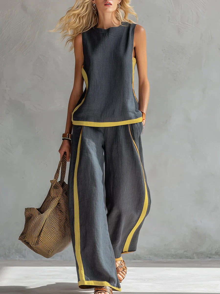 Ursula - Elegant and Casual Set of Jacket and Pants with Two-Tone Finishes