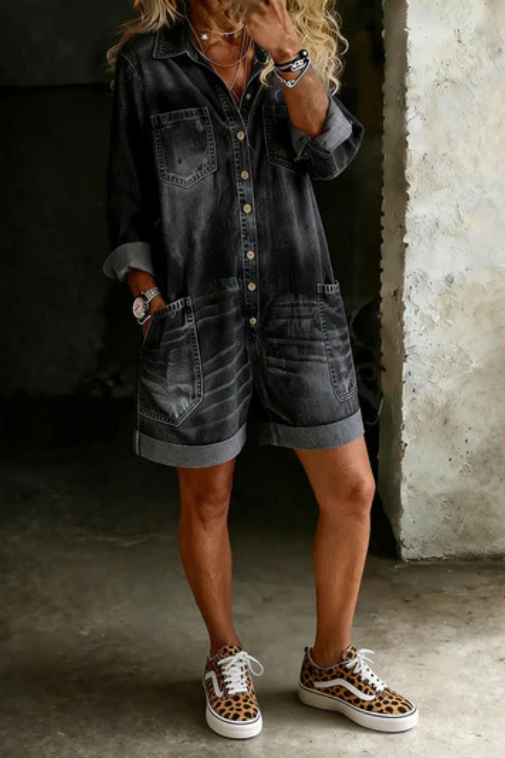 Short Casual Denim-Look Pants