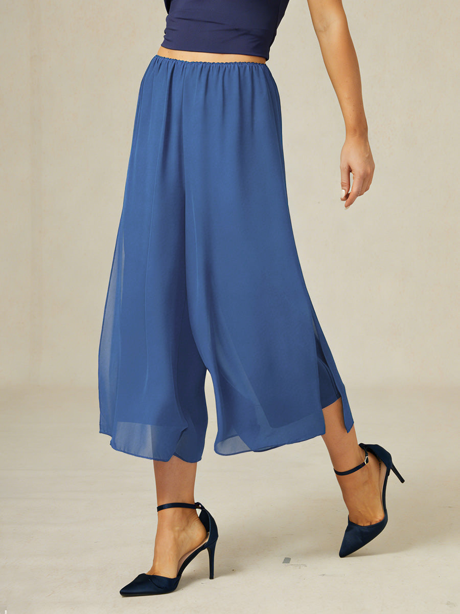 Straight Short Pants with Chiffon Layer