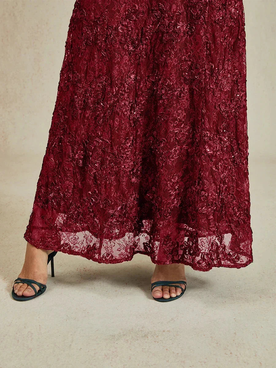 A-Line Lace Dresses with Sequin Embellishments