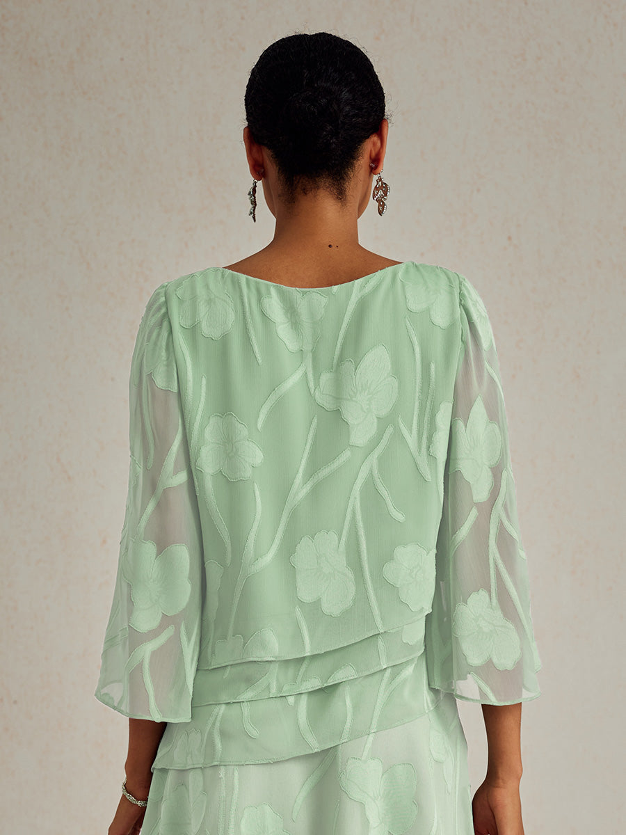Layered chiffon blouse with floral pattern