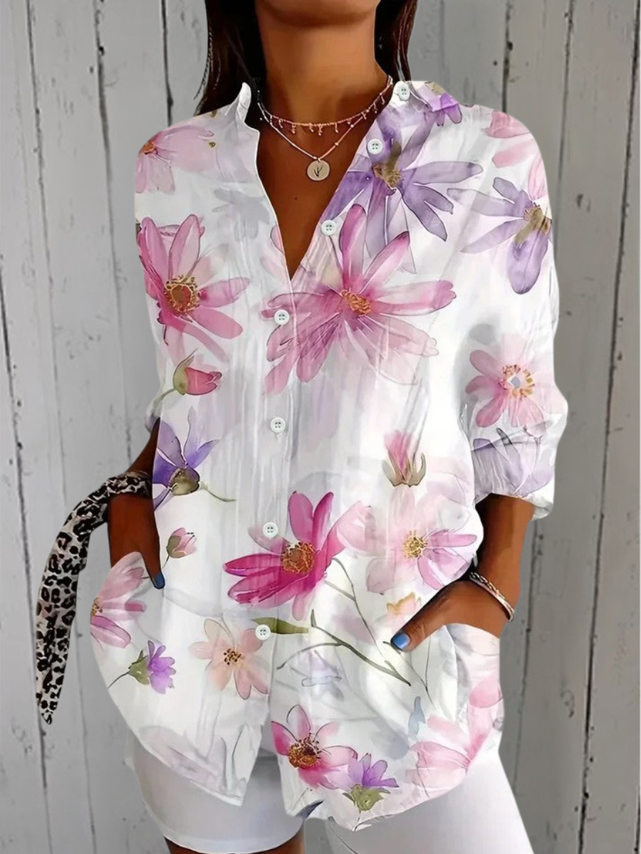 Delilah | Artistic and Colorful Button-Down Blouse