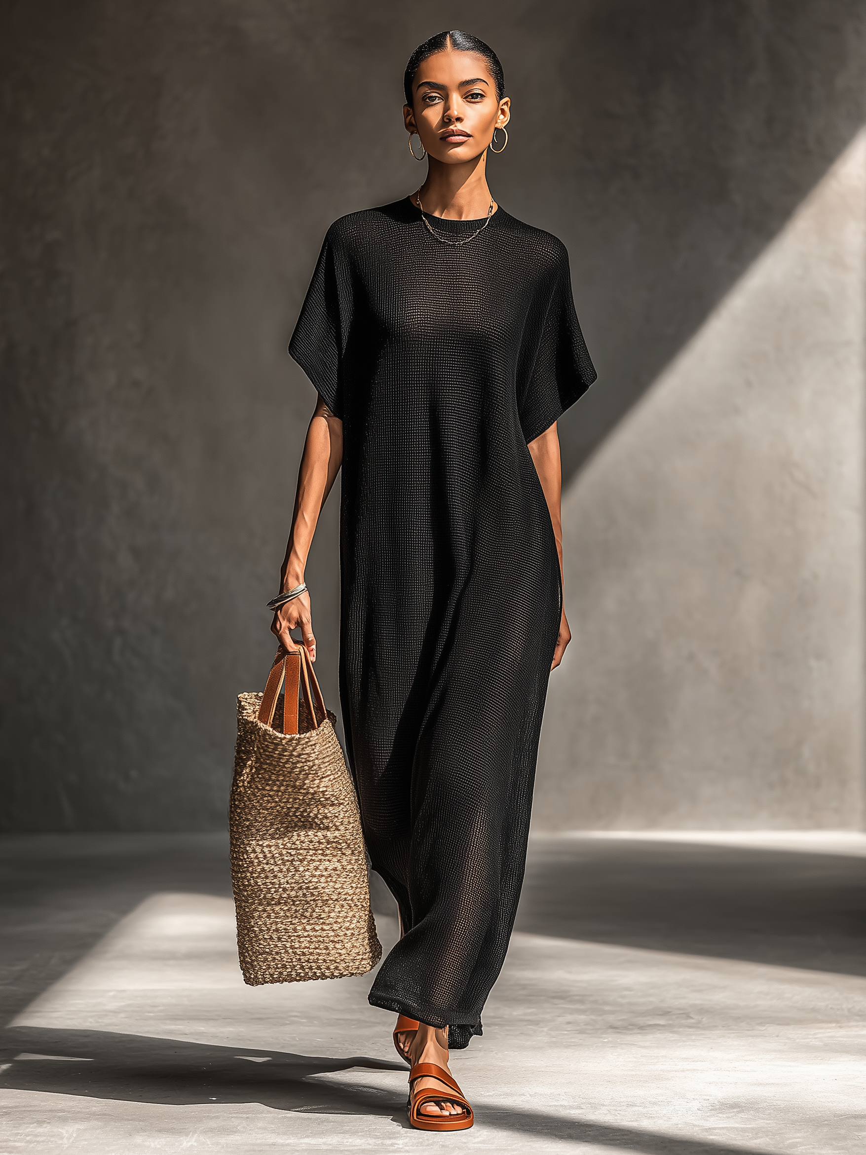 Minimalist Short Sleeve Maxi Dresses for Women MDZ0911A8Y