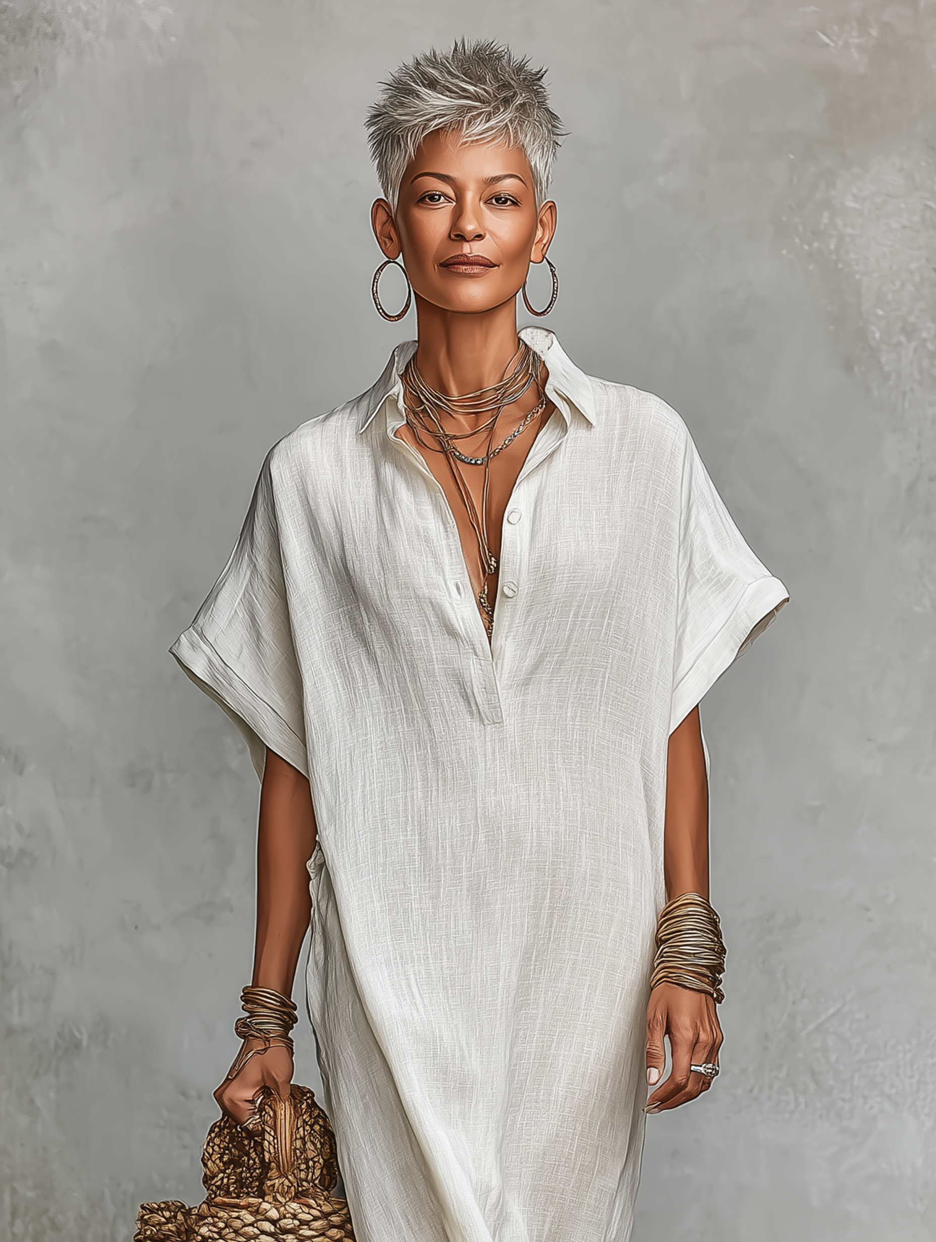 Minimalist Shirt Maxi Dress for Women MDZ0678A4Y