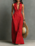 Sleeveless Maxi Dresses with Minimalist Collar for Women MDZ1011C0Y