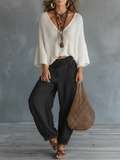 Lightweight Sweater Set with Cape Sleeves and MDZ2685A8Y Pants