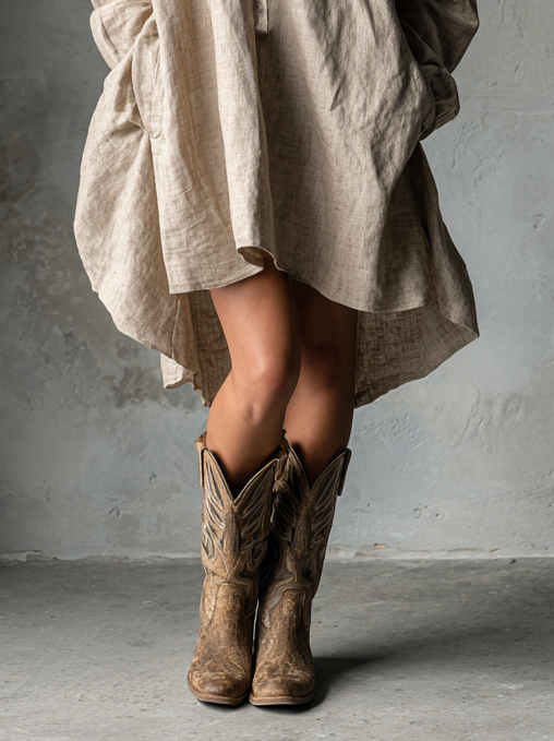 Loose Cotton and Linen Mini Dress for Women with Buttons and Collar MDA1854H2Y