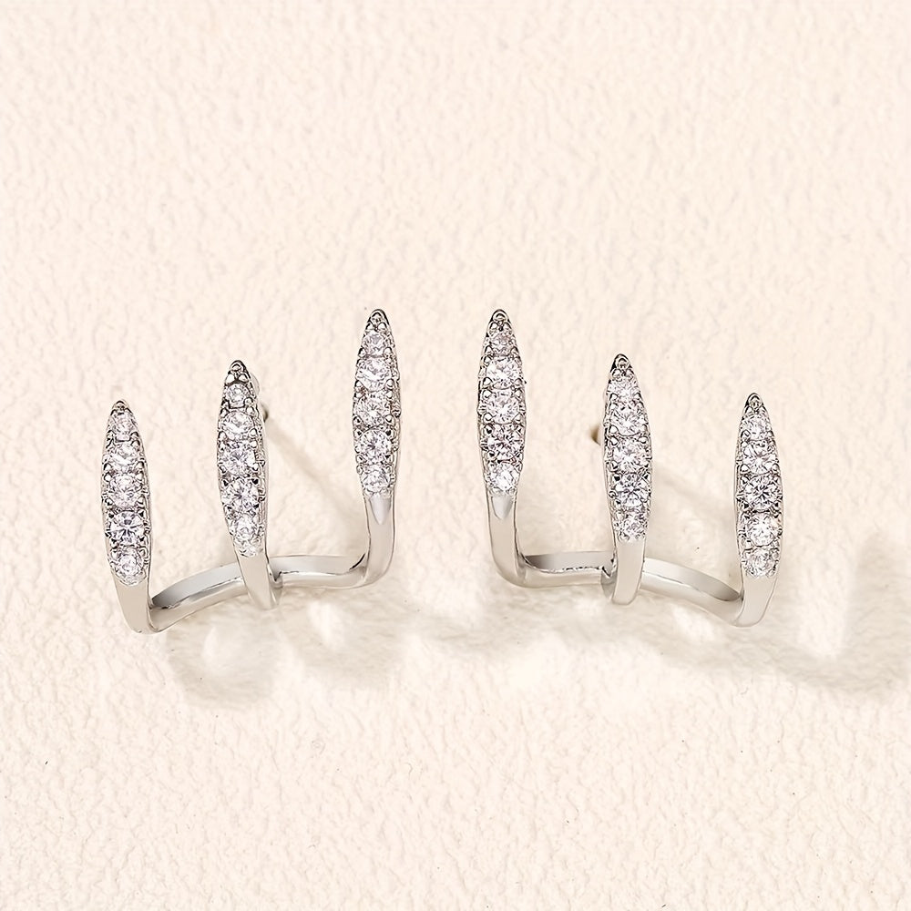Elegant earrings with gemstones in three settings