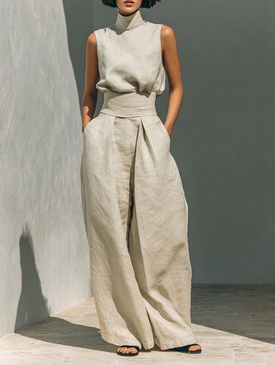 Maria™ | Complete Set with Sleeveless Top and Wide Cotton and Linen Pants