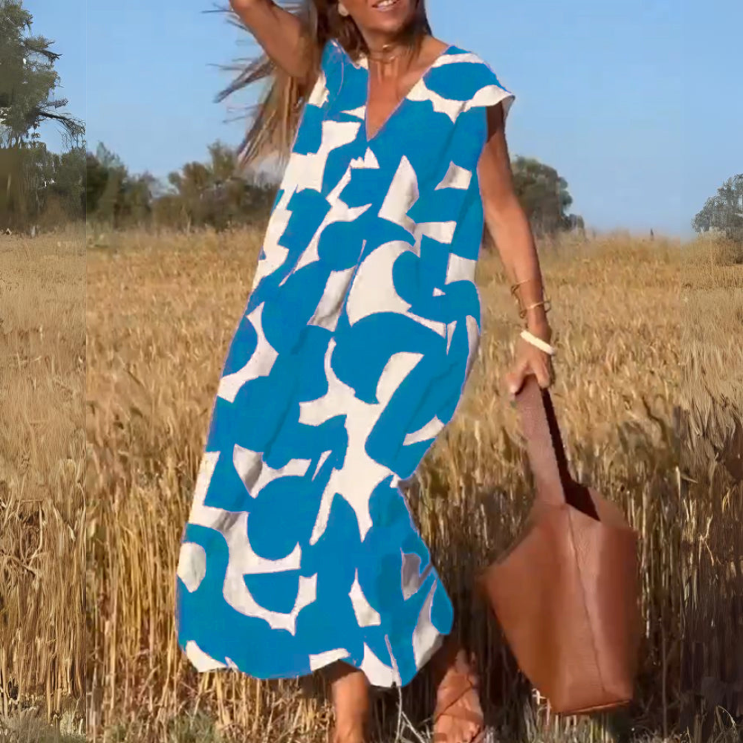 ELENA | Printed Dress with V-Neck