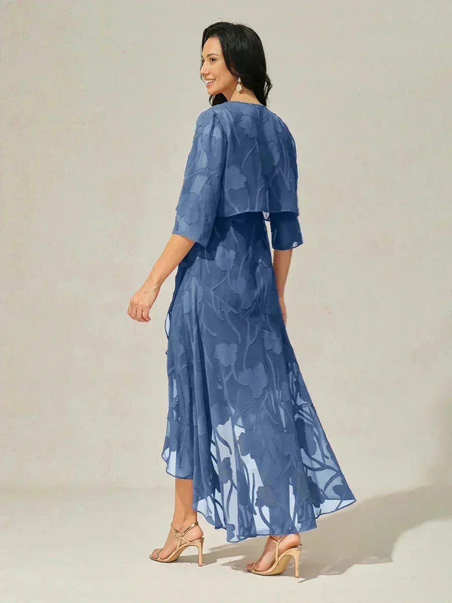 Sleeveless Floral Silk Evening Dresses with Asymmetrical Hem