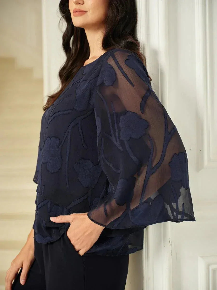 Silk Layered Blouse with Flowers