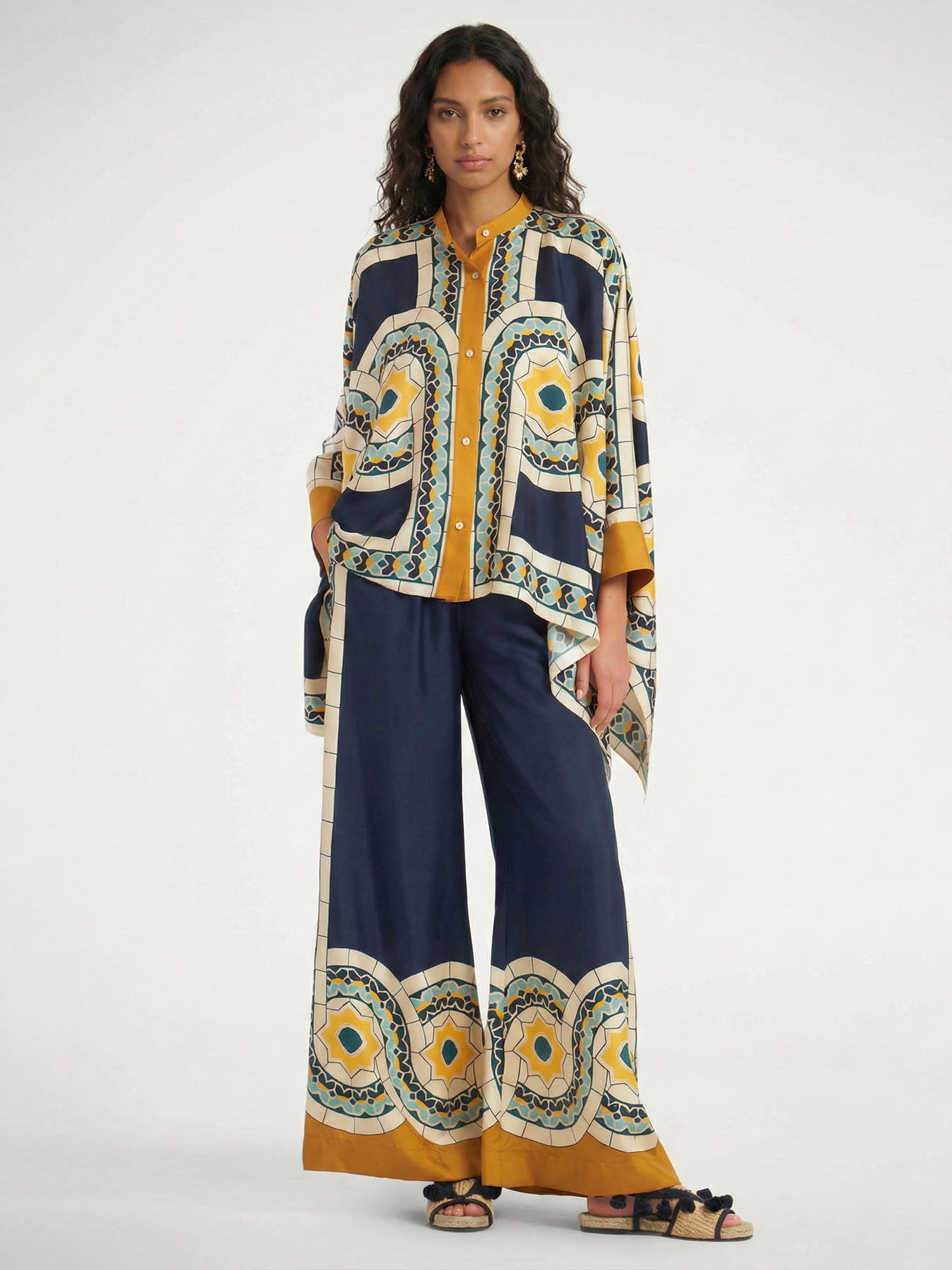 Wide Leg Pants with Geometric Print