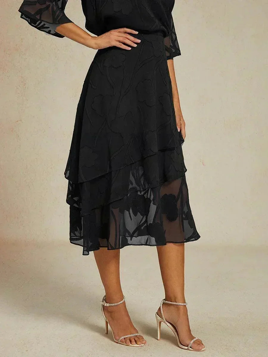 Midi Skirt in Floral Chiffon