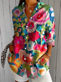 Dalian | Vibrant Artistic Button-Up Shirt