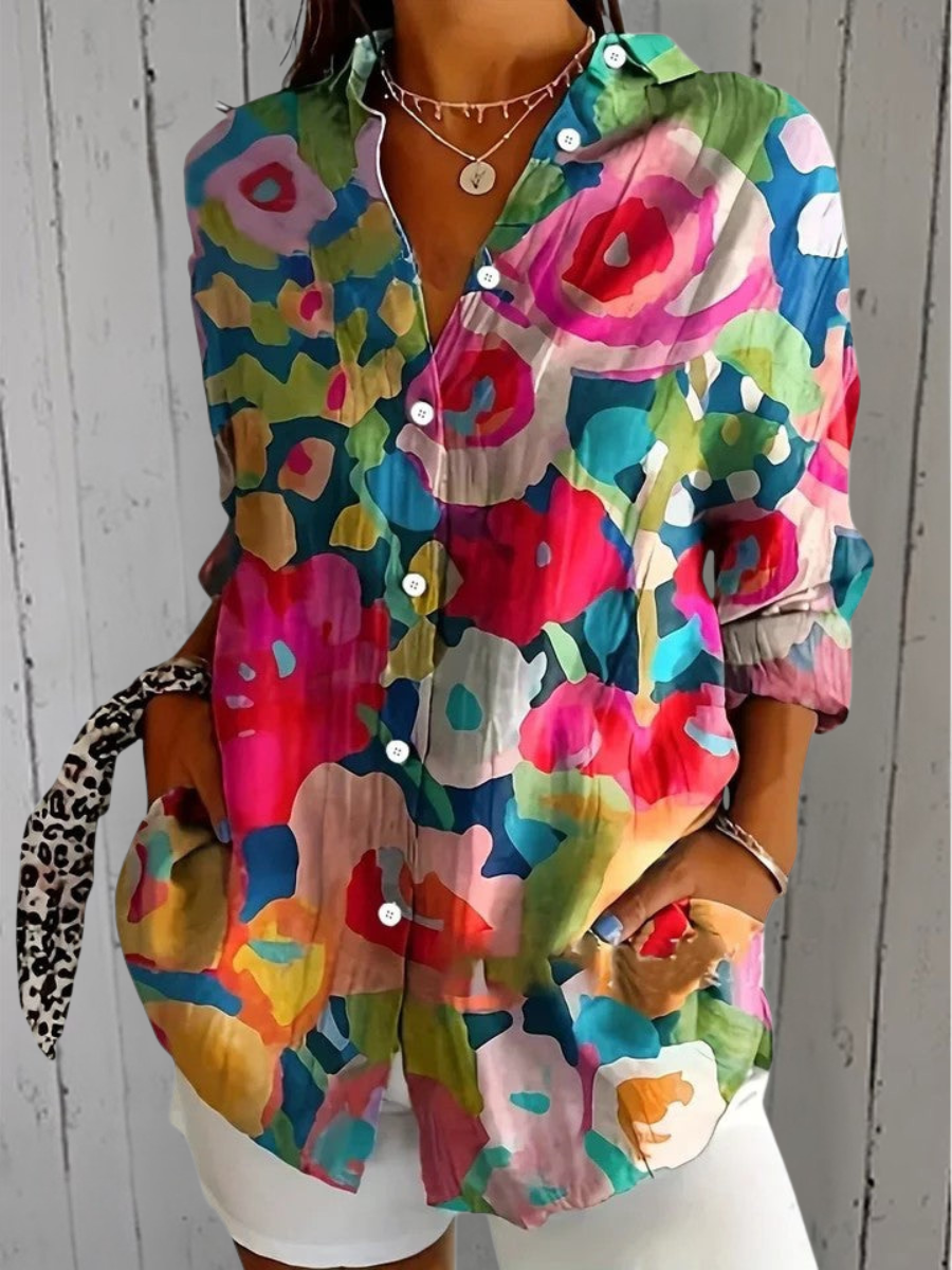 Dalian | Vibrant Artistic Button-Up Shirt